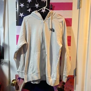Women’s Size 2XL The North Face Zip Up Hoodie White Pre Owned Clean